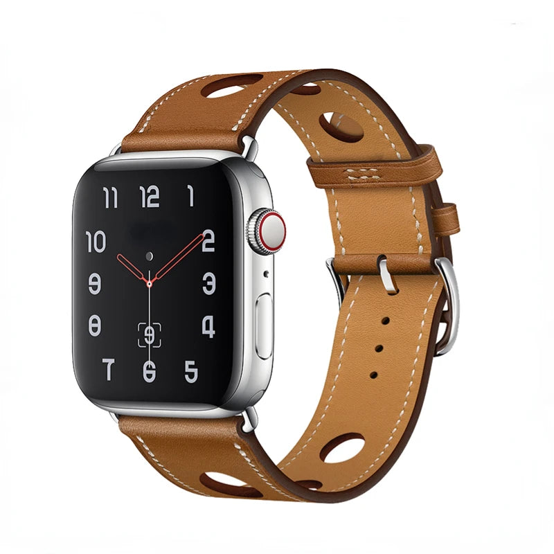 Genuine Leather Bracelet Strap For Apple Watch Band 45mm 49mm 41mm 44mm 42mm 40mm band iWatch Ultra/2 10 42/46mm 9 8 7 6 5 4 SE